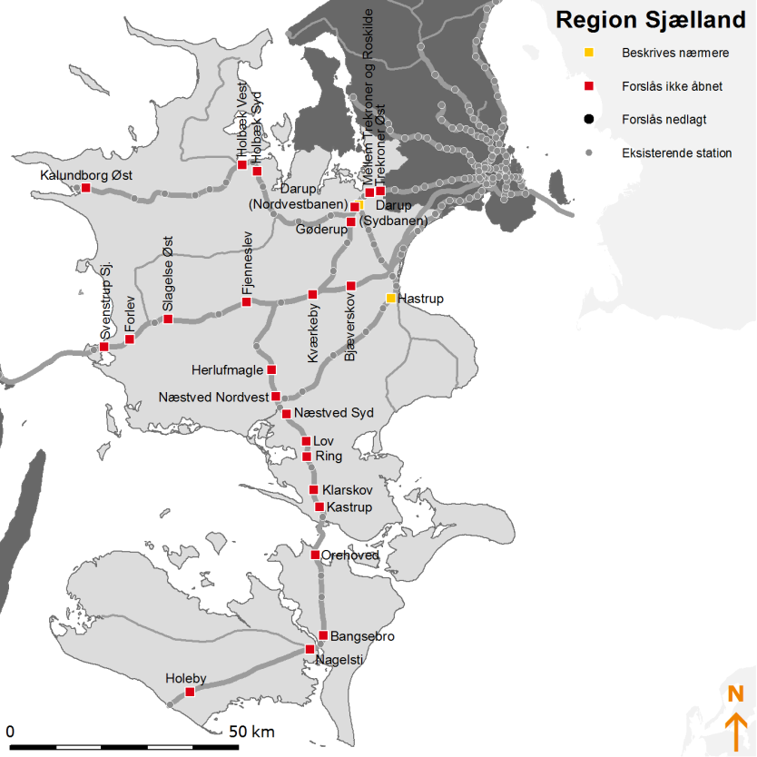 36 Optimering af stationsstrukturen Region Sjælland Region Sjælland I dette kapitel analyseres regionalbanerne i region Sjælland.