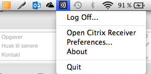 Citrix kan også konfigureres inden fra Citrix full desktop, ved at klikke på den sorte bar med