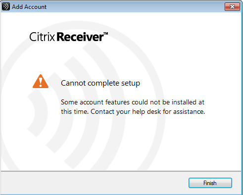 Hvis Citrix Receiveren lige er installeret, så genstart, ellers start fejlfindings