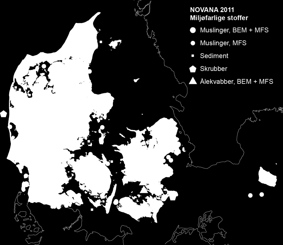 2000-områder og ålegræs i kystnære områder i 2011. Figur 1.4.