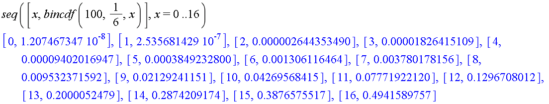 Eksempel 2: Sandsynligheden for at få mellem 7 og 12 succeser (begge tal inklusive) er: Dvs.