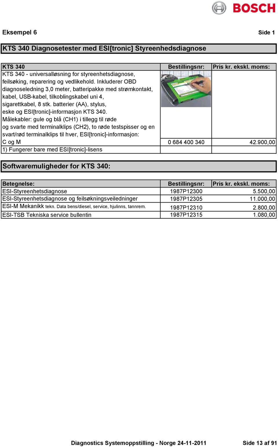 Bosch Diagnostics Systemoppstilling /11 Norge. Produkt index - PDF Gratis  download