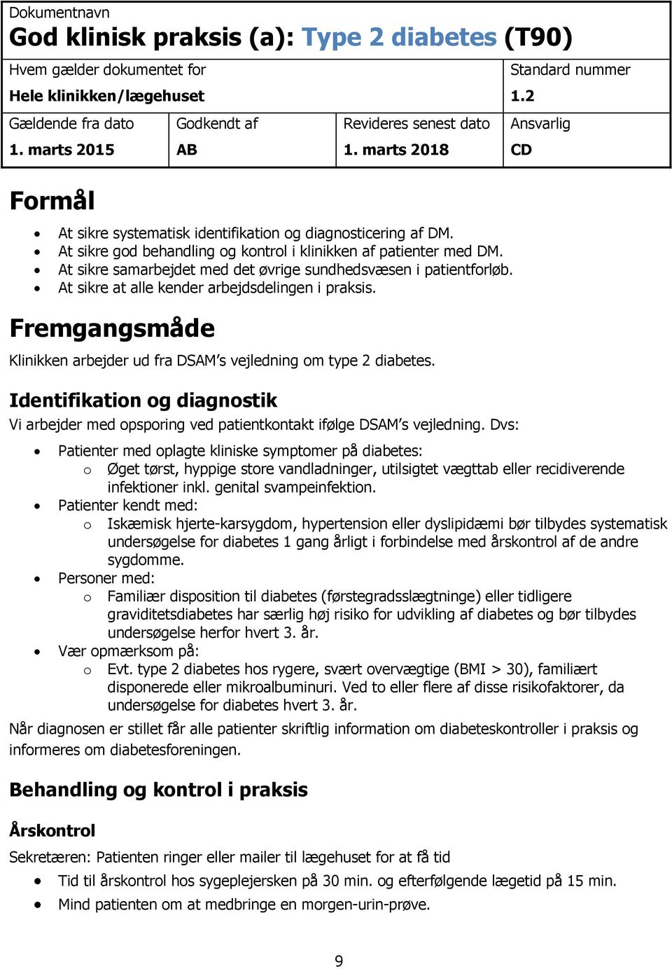 på retningslinjer til de 16 i den Danske Kvalitetsmodel for almen praksis - PDF Free Download