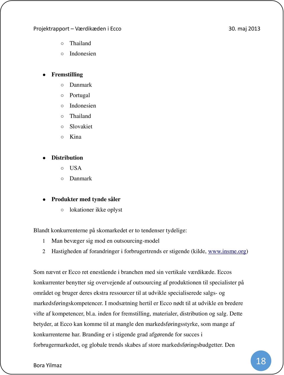 Projektrapport om Værdikæden i Ecco - PDF Gratis download