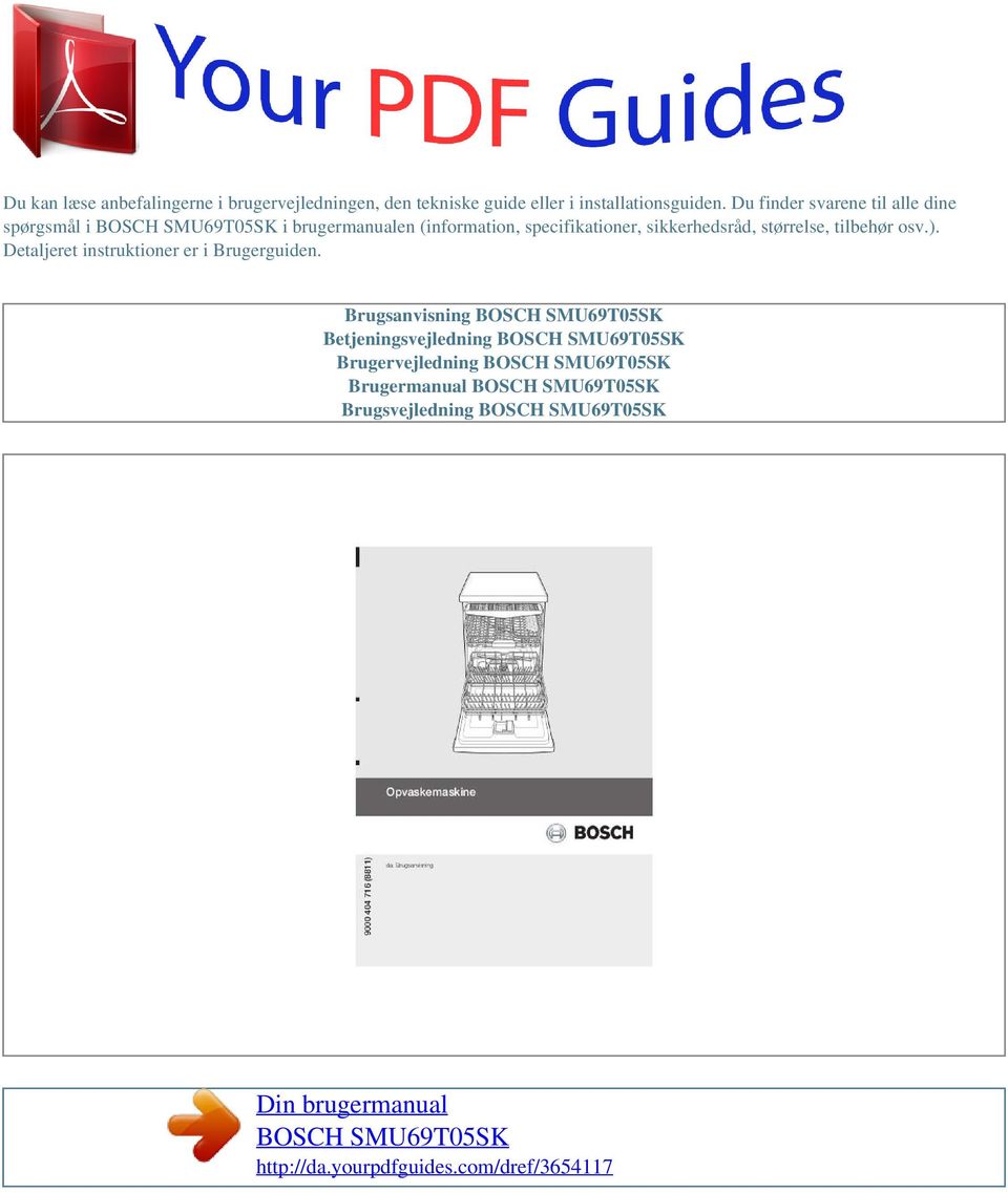 Din brugermanual BOSCH SMU69T05SK - PDF Gratis download