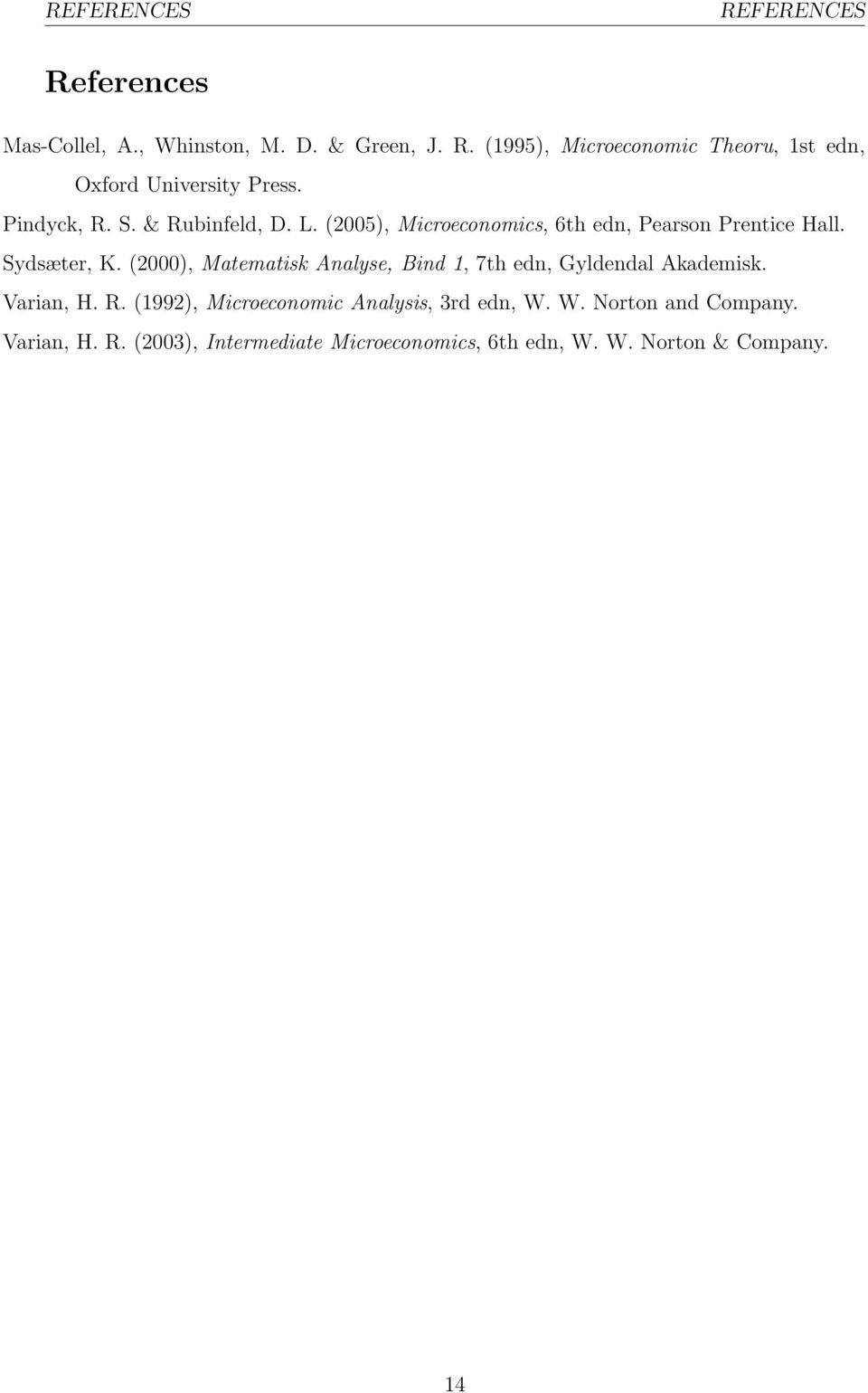 (2000), Matematisk Analyse, Bind 1, 7th edn, Gyldendal Akademisk. Varian, H. R.