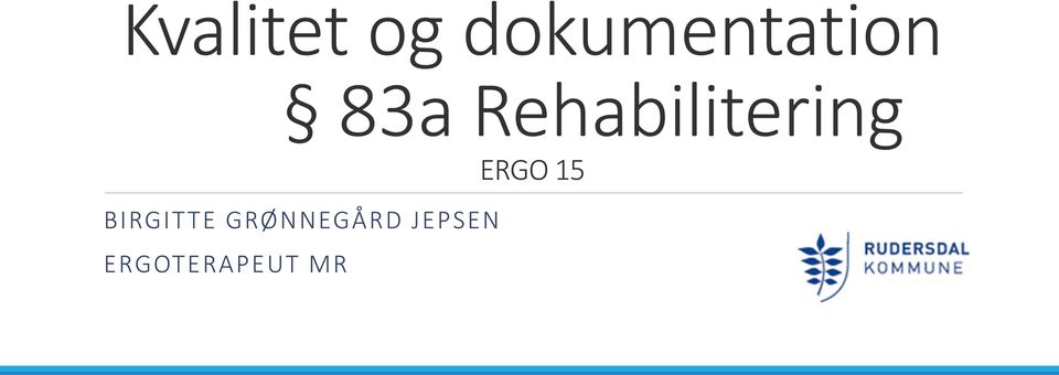 Rehabilitering ERGO 15