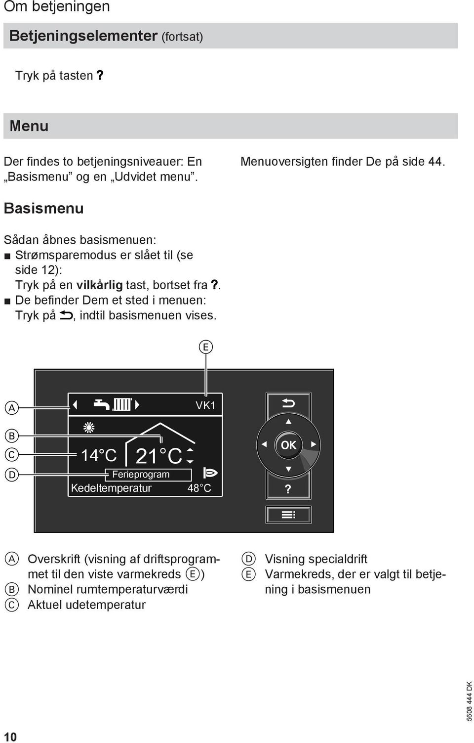 Basismenu Sådan åbnes basismenuen: Strømsparemodus er slået til (se side 12): Tryk på en vilkårlig tast, bortset fra.