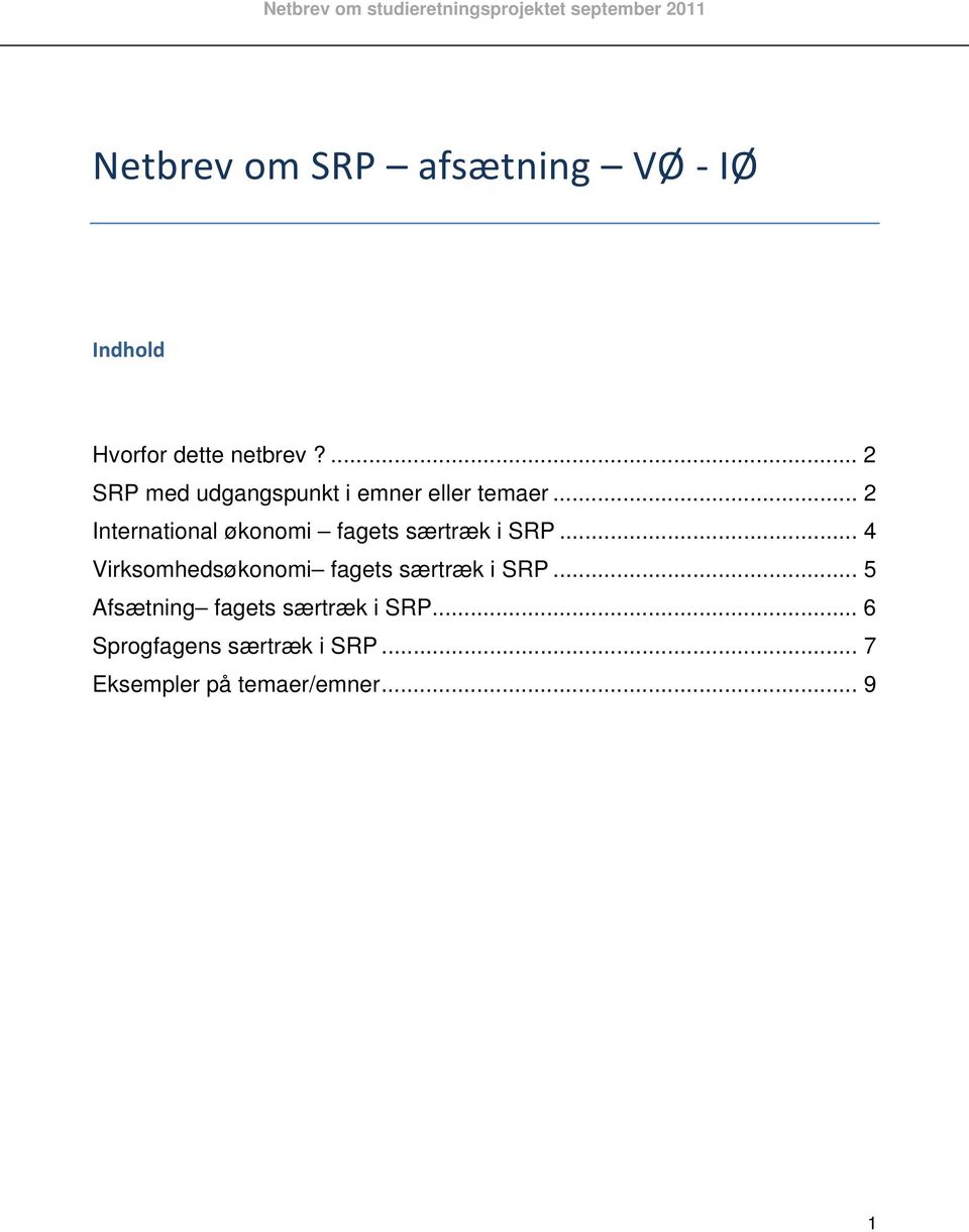 Netbrev om SRP afsætning VØ IØ - PDF Free Download