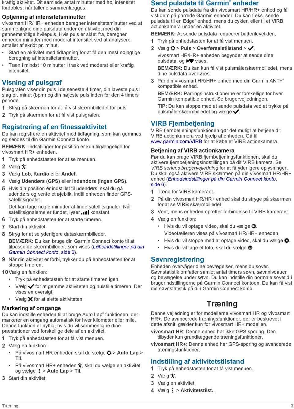 vívosmart HR/HR+ Brugervejledning - PDF Free Download