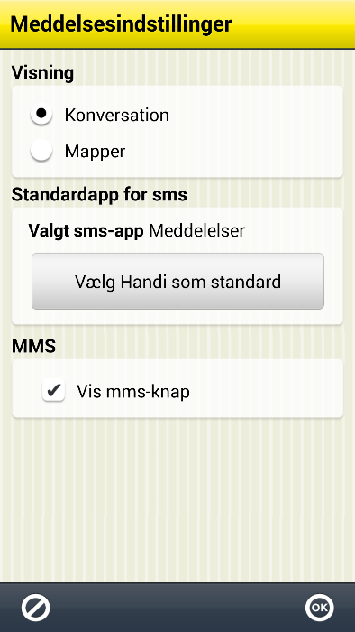 Man skal vælge hvilken SMS-app der skal bruges som standard.