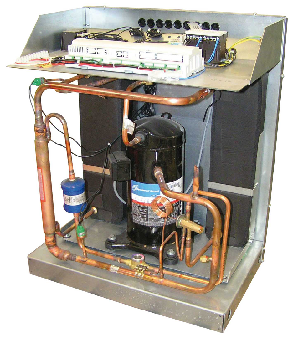 Monterings- og brugsanvisning 3 Basisapparat 3 Basisapparat Basisapparatet består af en tilslutningsklar varmepumpe til indendørs installation med metalkabinet, klemkasse og integreret regulator.