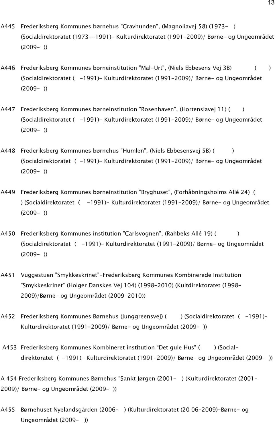 børneinstitution "Rosenhaven", (Hortensiavej 11) ( ) (Socialdirektoratet ( -1991)- Kulturdirektoratet (1991-2009)/ Børne- og Ungeområdet (2009- )) A448 Frederiksberg Kommunes børnehus "Humlen",