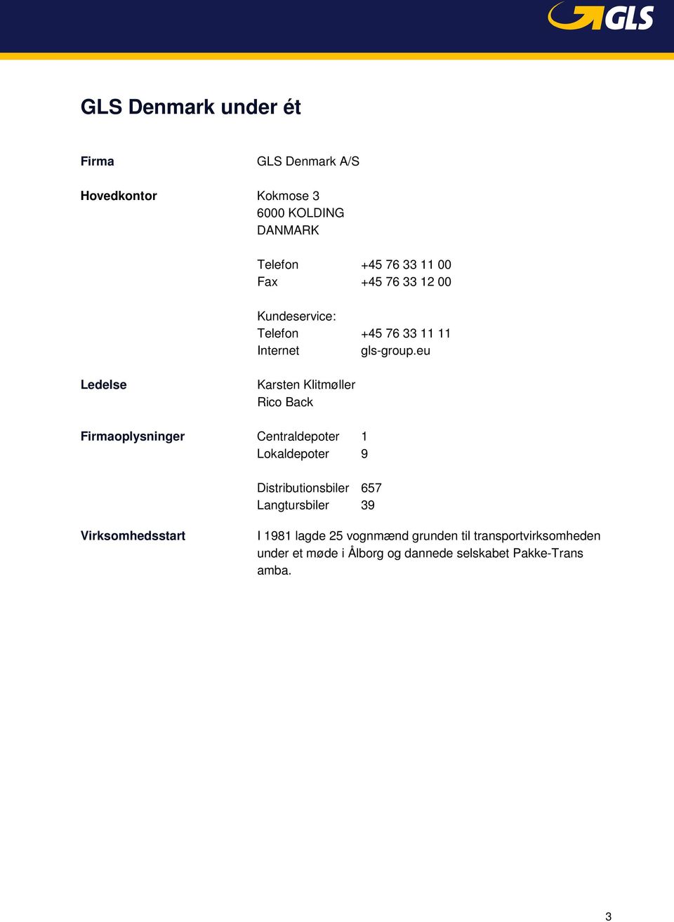 Telefon Fax Kundeservice: Telefon Internet gls-group.eu - PDF Gratis  download