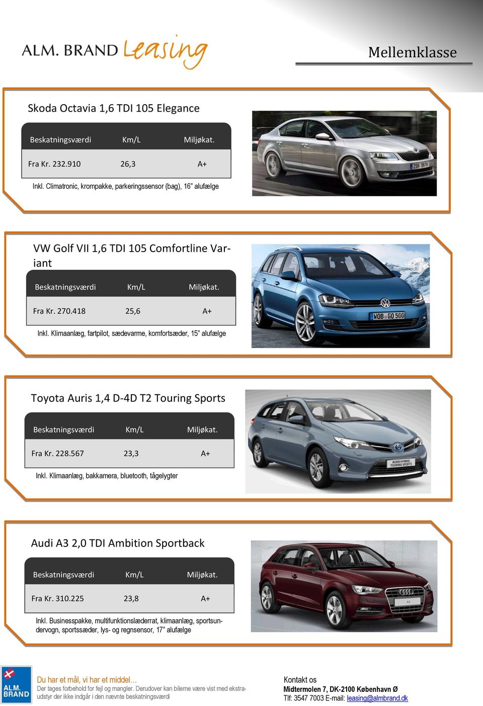 Klimaanlæg, fartpilot, sædevarme, komfortsæder, 15 alufælge Toyota Auris 1,4 D-4D T2 Touring Sports Fra Kr. 228.567 23,3 A+ Inkl.