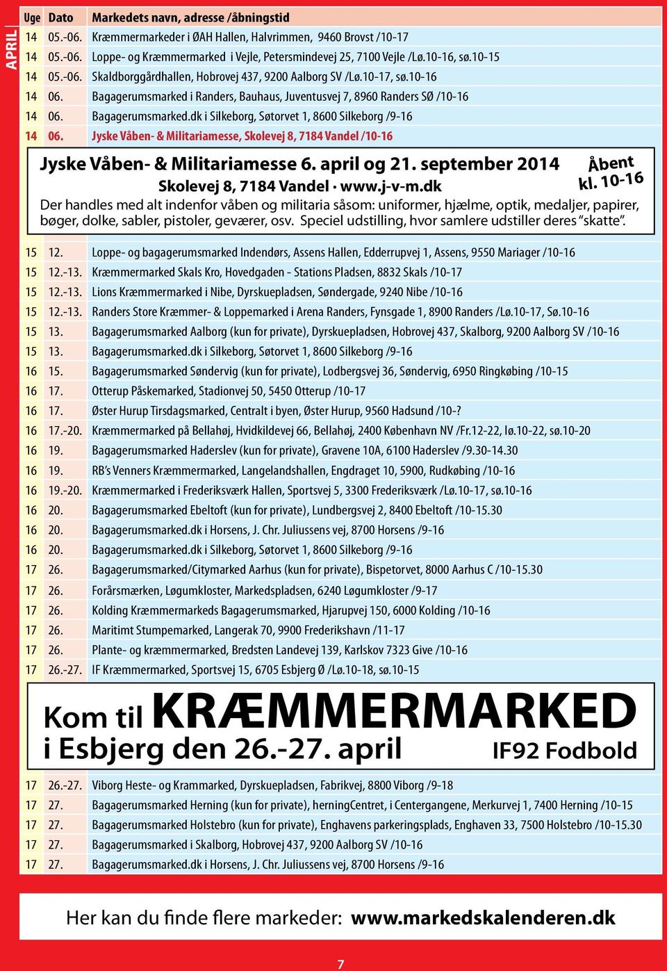 Jyske Våben- & Militariamesse, Skolevej 8, 7184 Vandel /10-16 Jyske Våben- & Militariamesse 6. april og 21. september 2014 Skolevej 8, 7184 Vandel www.j-v-m.dk 15 12.