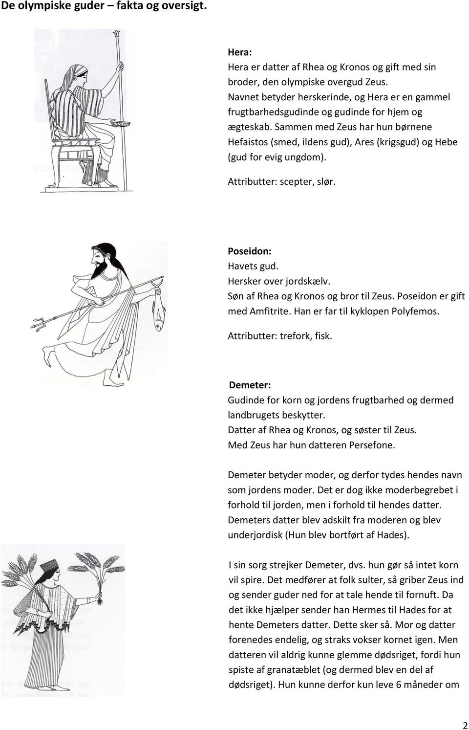 De olympiske guder fakta og oversigt. - PDF Gratis download