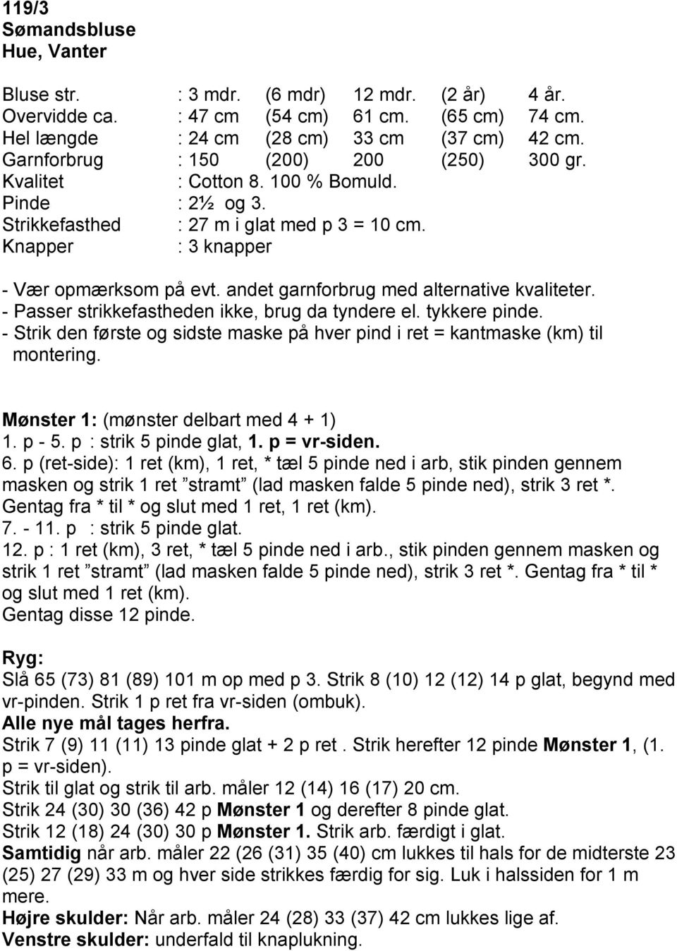 119/3 Sømandsbluse Hue, Vanter PDF Gratis download