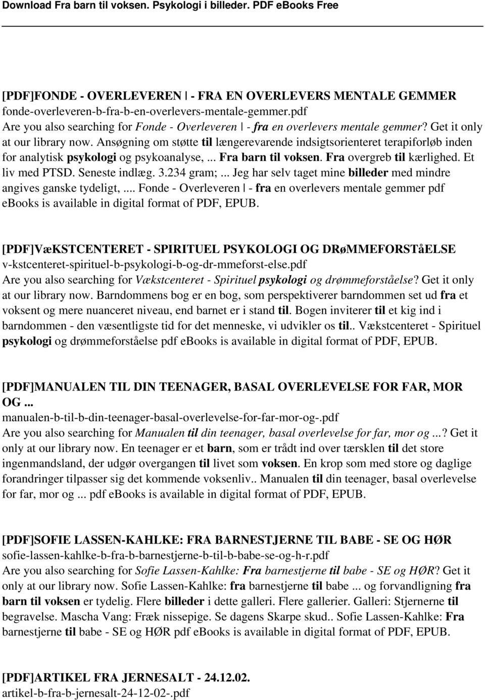 Fra til Psykologi i billeder. PDF PDF Gratis