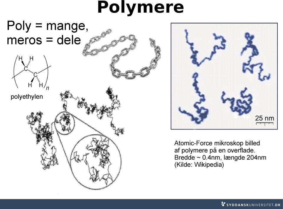 billed af polymere på en overflade.