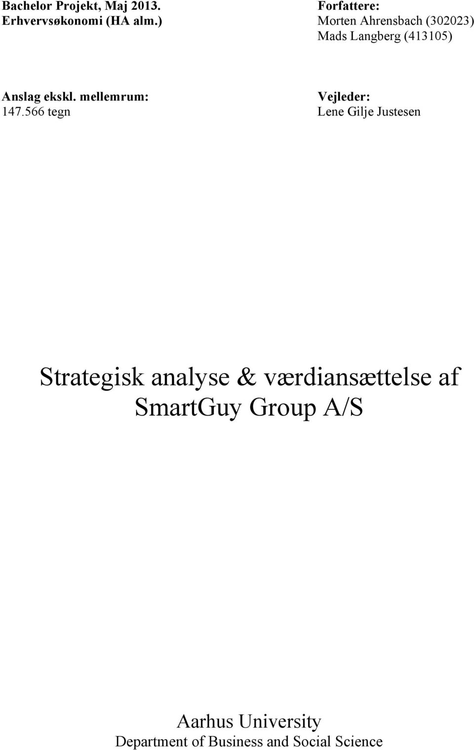 Strategisk analyse & værdiansættelse af A/S - PDF Gratis download