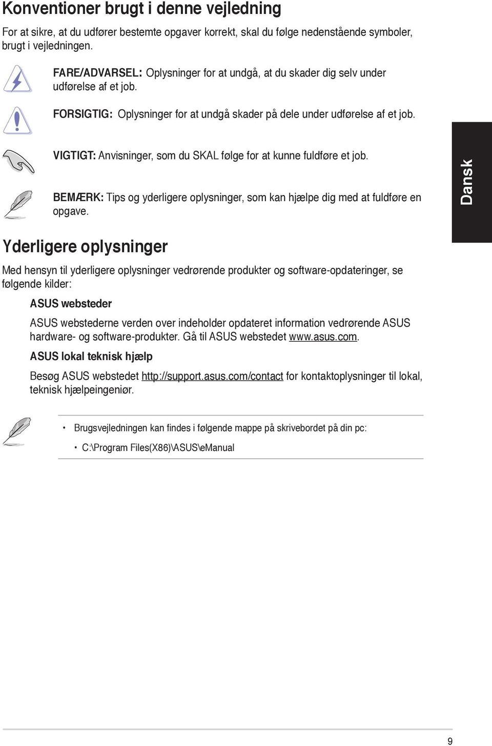 ASUS Desktop PC M32 Serie Brugervejledning - PDF Gratis download
