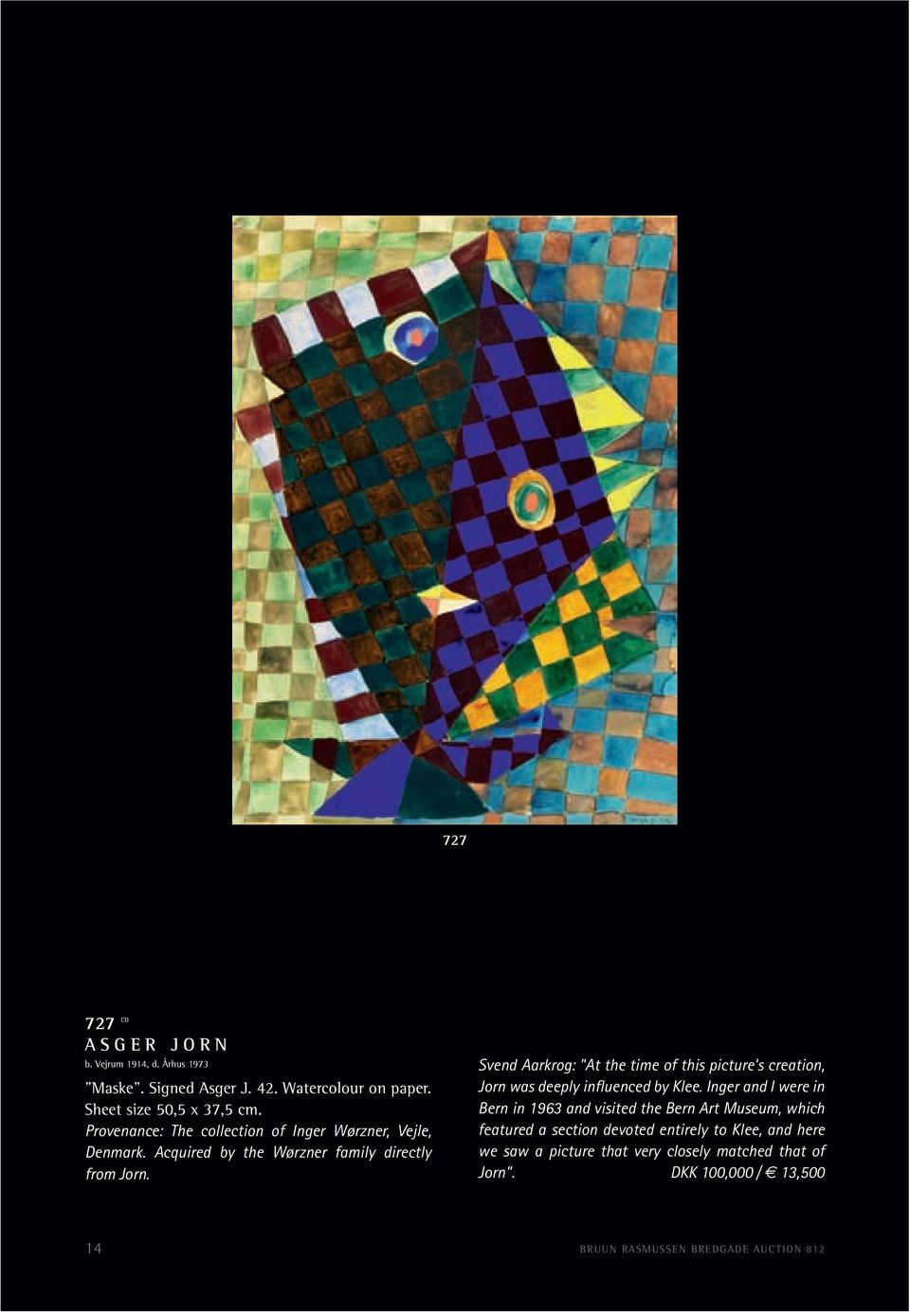 Svend Aarkrog: "At the time of this picture's creation, Jorn was deeply influenced by Klee.