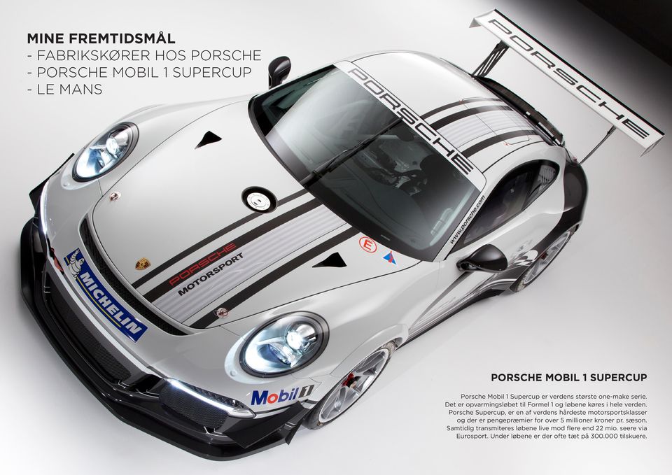 Porsche Supercup, er en af verdens hårdeste motorsportsklasser og der er pengepræmier for over 5 millioner kroner pr.