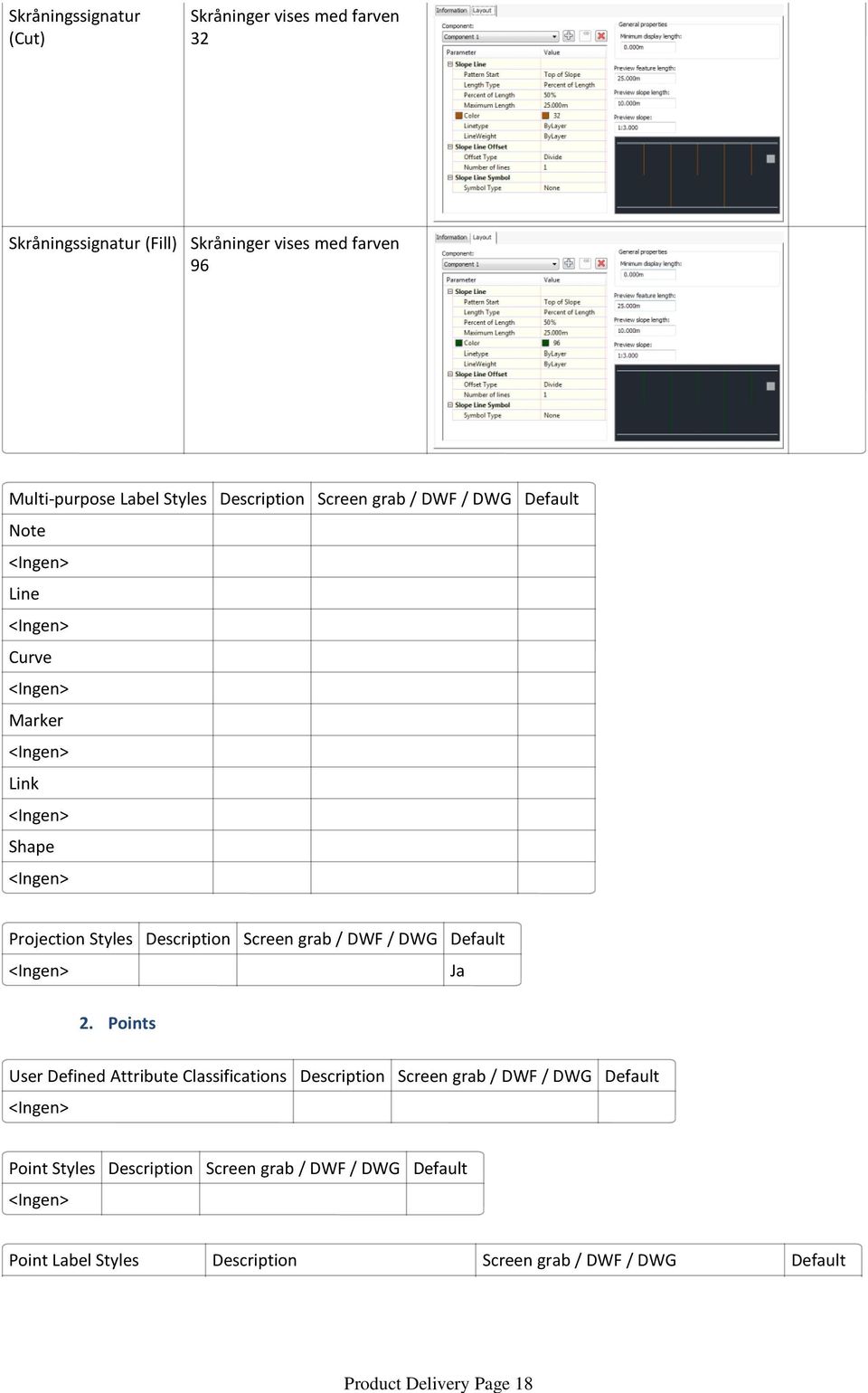 Styles Description Screen grab / DWF / DWG Default Ja 2.