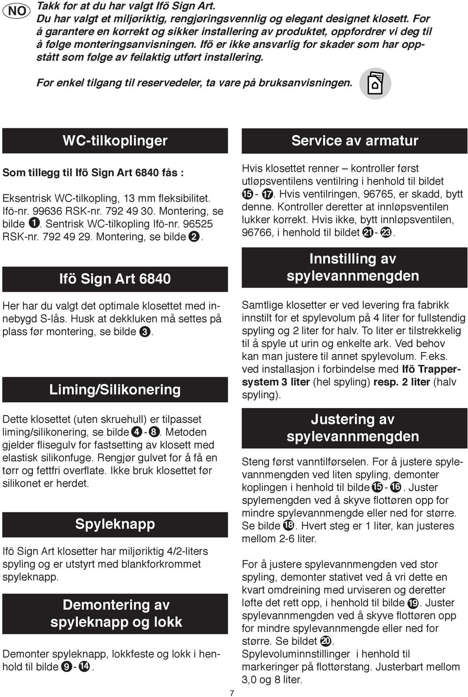 Ifö Sign Art. WC-stol. DK Toilet NO Klosett GB WC- Unit. SE Drift- och  skötselinstruktion - PDF Free Download