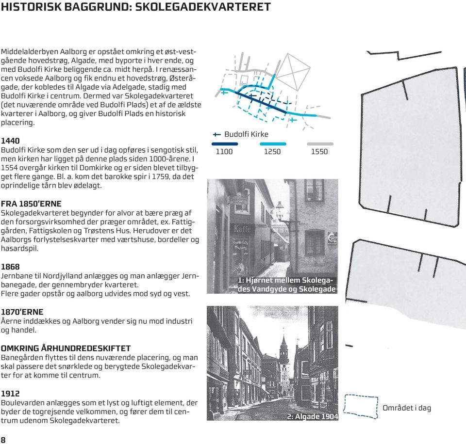 Dermed var Skolegadekvarteret (det nuværende område ved Budolfi lads) et af de ældste kvarterer i Aalborg, og giver Budolfi lads en historisk placering.