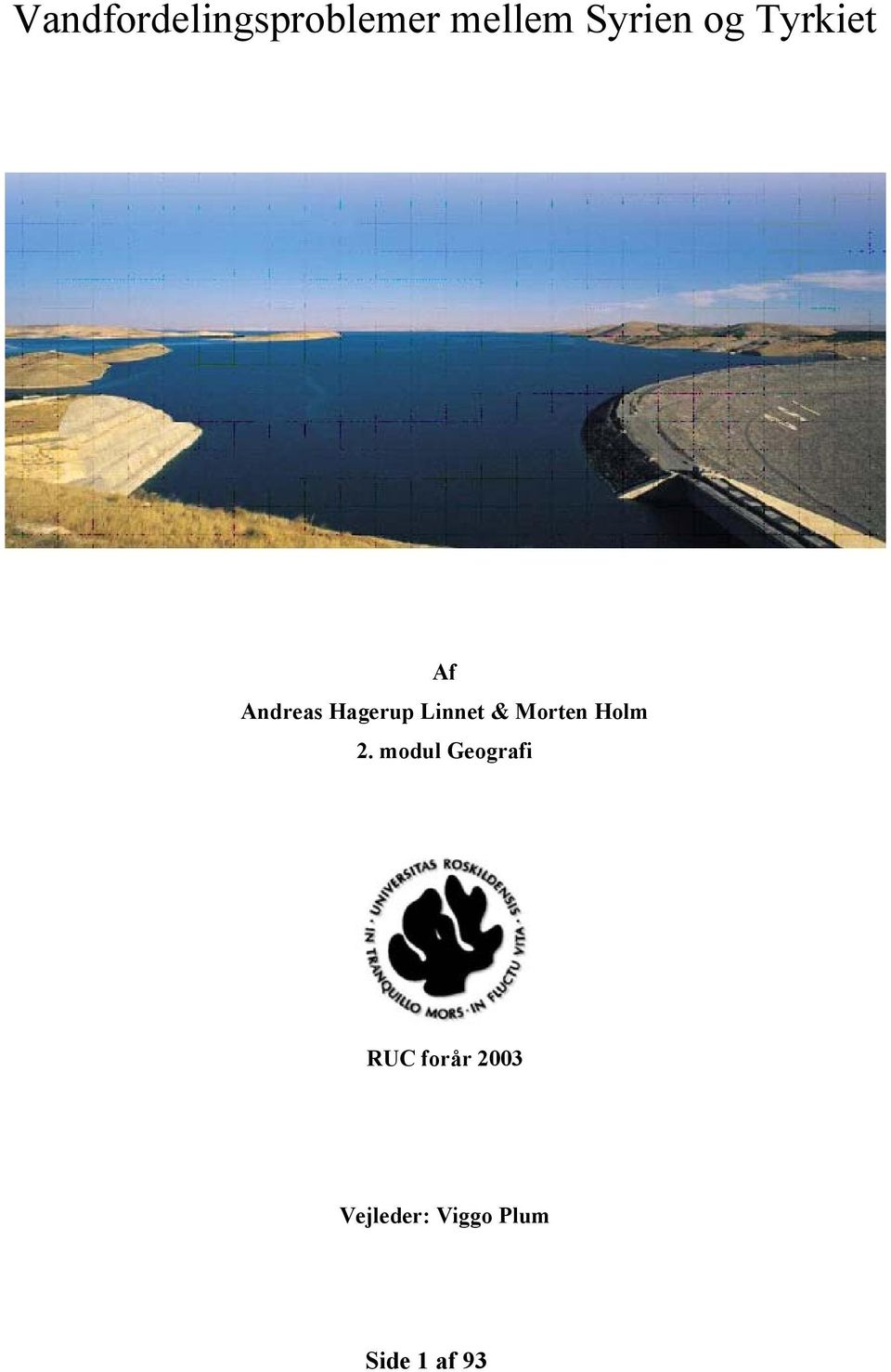 Vandfordelingsproblemer mellem Syrien og Tyrkiet - PDF Free Download