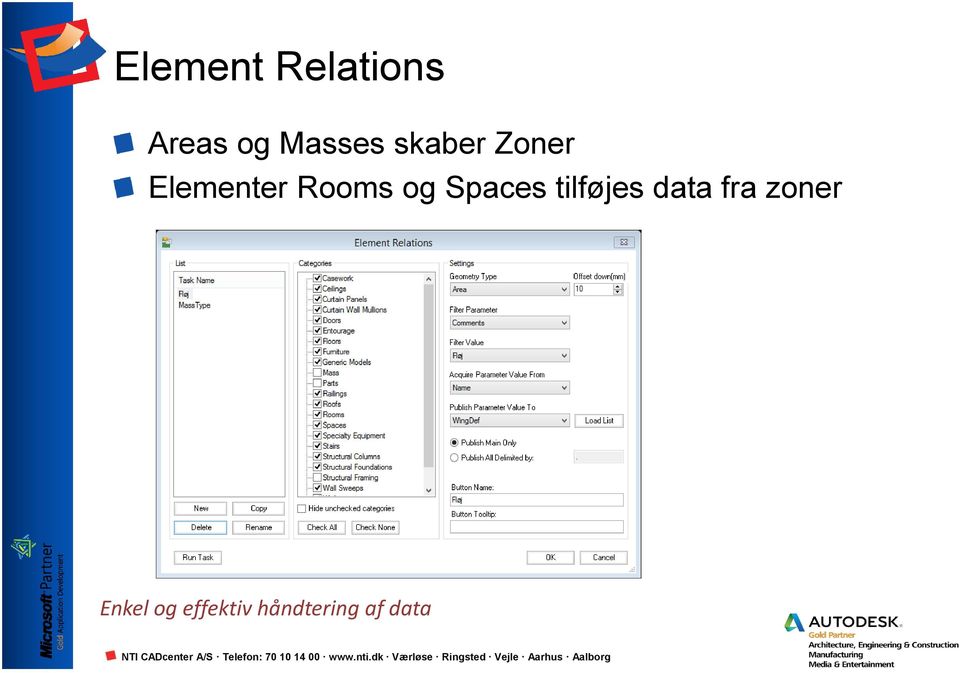 Spaces tilføjes data fra zoner