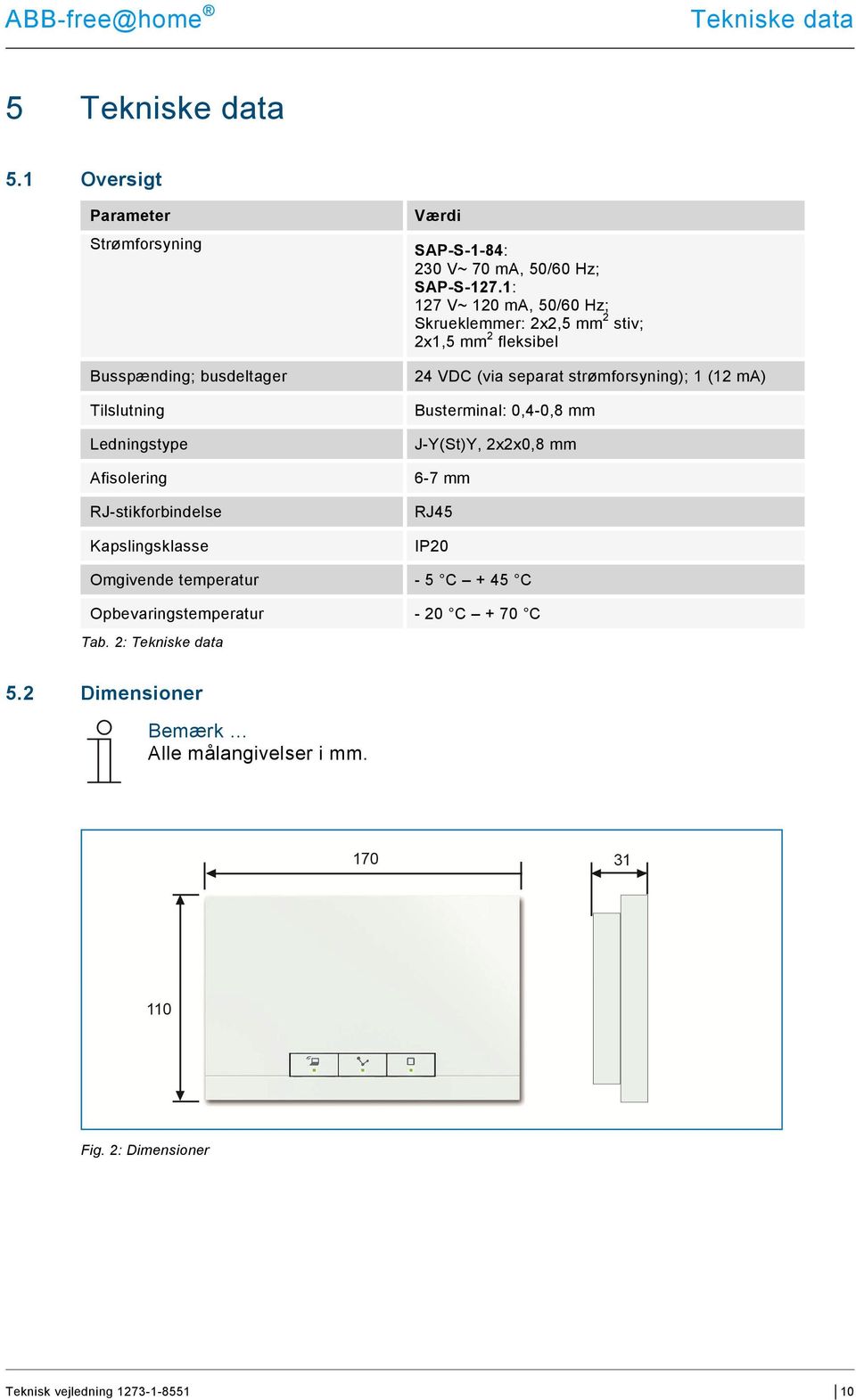 SAP-S-1-84: 230 V~ 70 ma, 50/60 Hz; SAP-S-127.