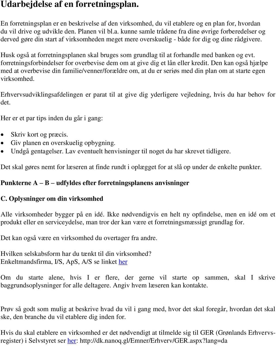 FORRETNINGSPLAN FOR IVÆRKSÆTTERNE - PDF Gratis download