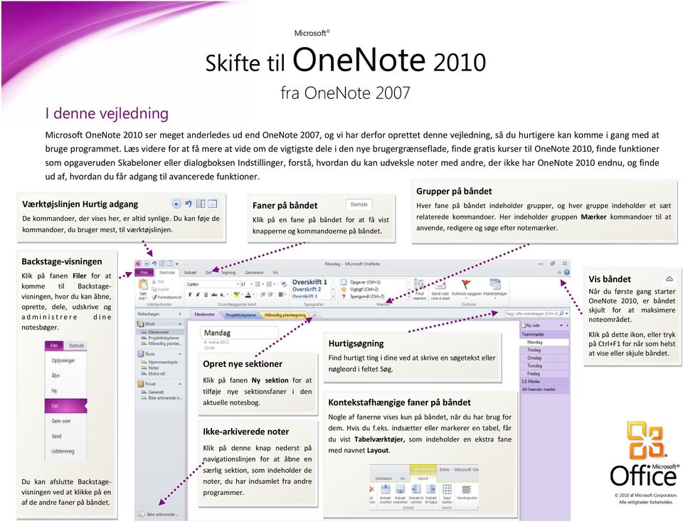forstå, hvordan du kan udveksle noter med andre, der ikke har OneNote 2010 endnu, og finde ud af, hvordan du får adgang til avancerede funktioner.