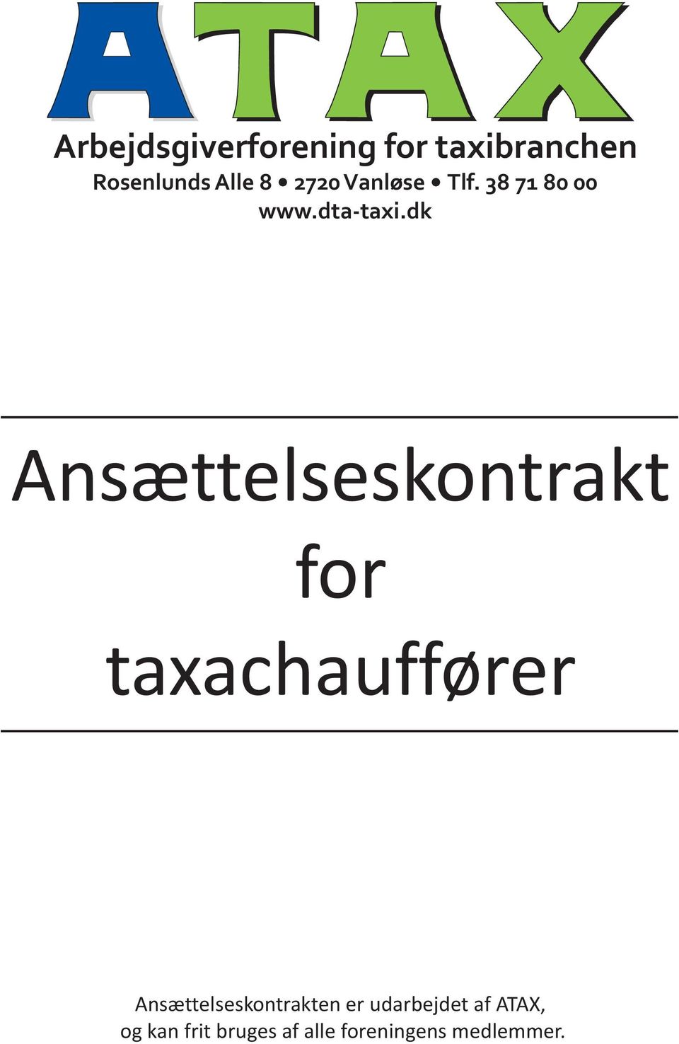 dk Ansættelseskontrakt for taxachauffører