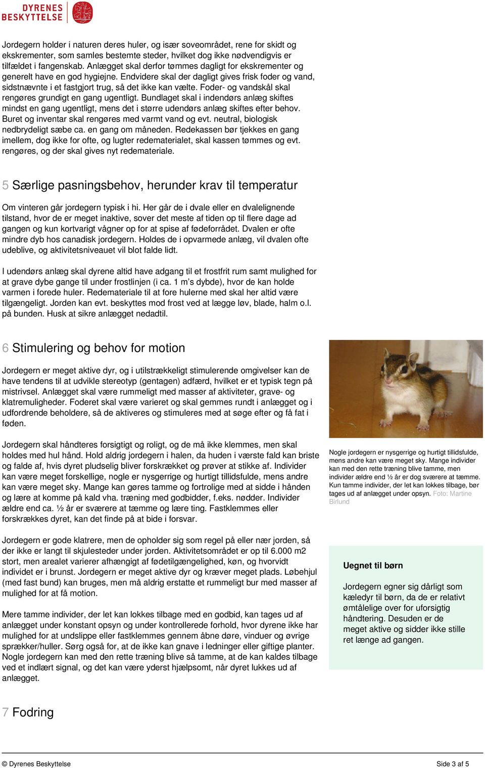 Pasningsvejledning Jordegern - PDF Gratis download