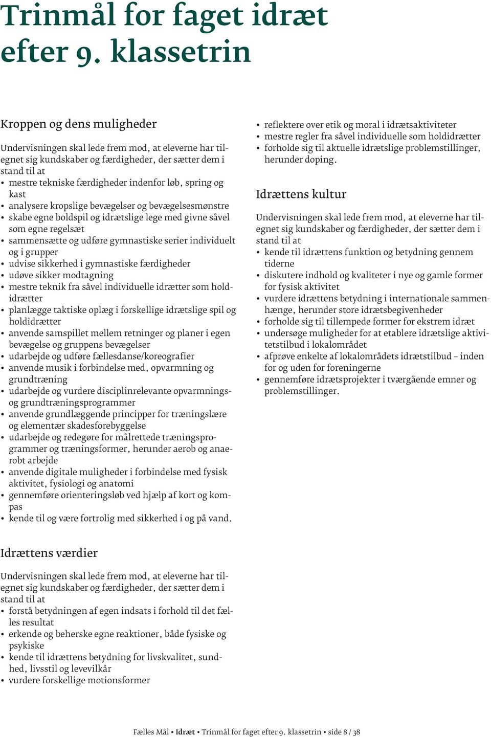 Fælles Mål Idræt. Faghæfte 6 - PDF Gratis download