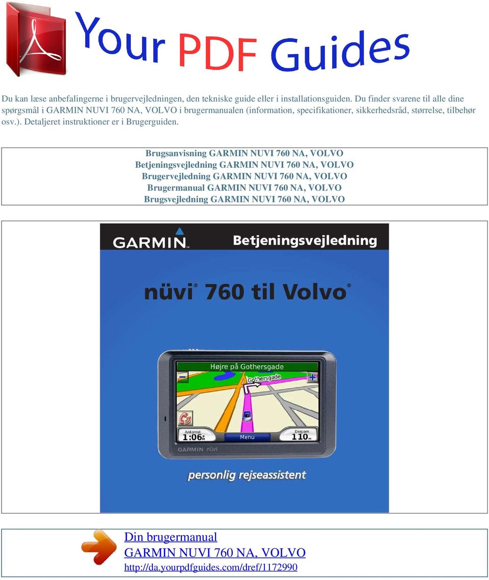 Din brugermanual GARMIN NUVI 760 NA, VOLVO - PDF Free Download