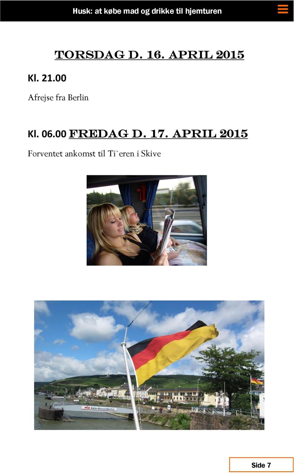 APRIl 2015 Afrejse fra Berlin Kl. 06.