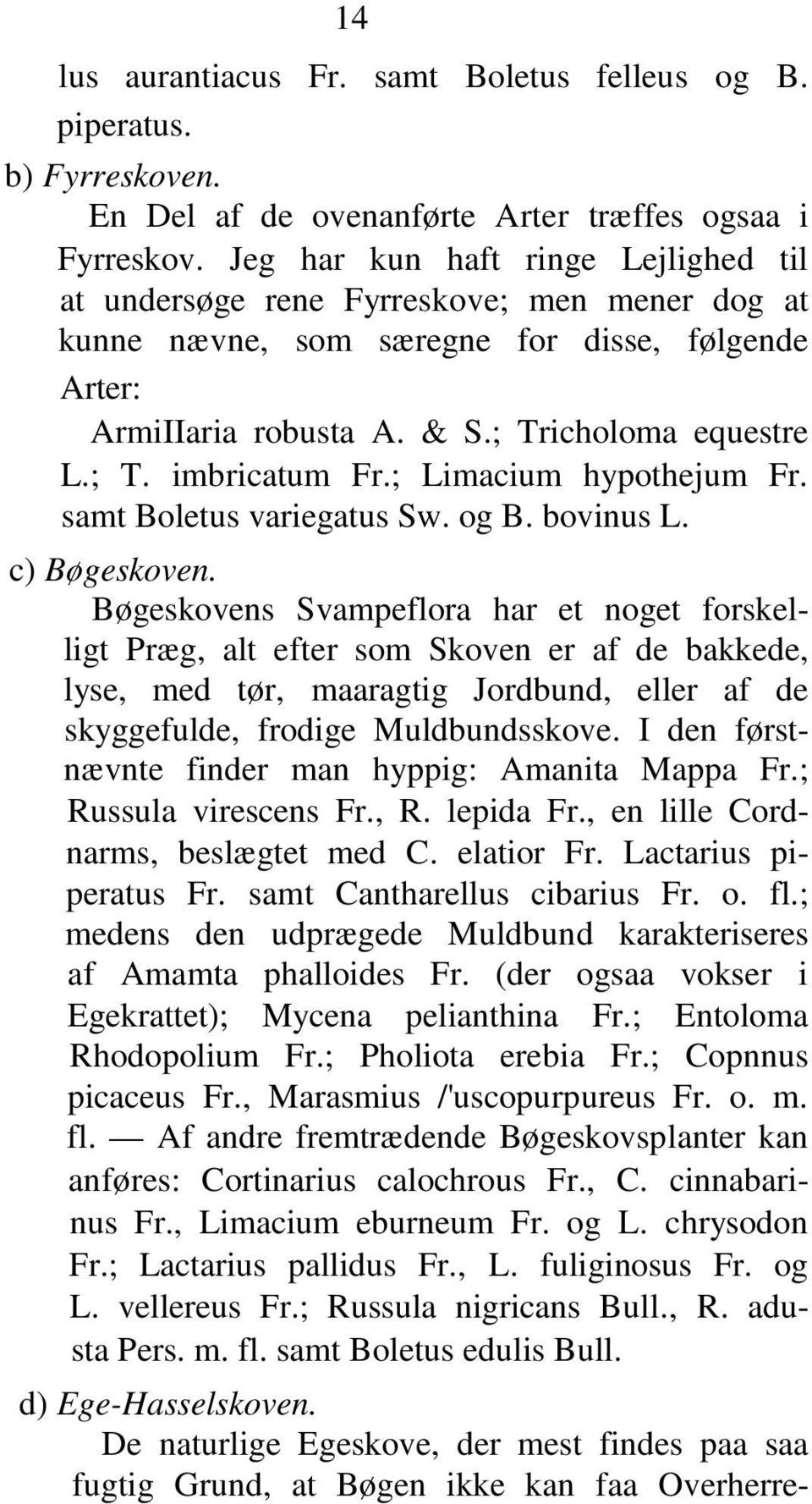 ; Limacium hypothejum Fr. samt Boletus variegatus Sw. og B. bovinus L. c) Bøgeskoven.