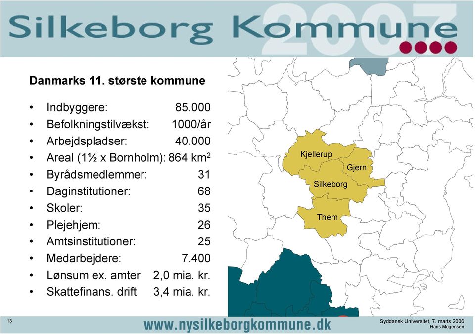 000 Areal (1½ x Bornholm): 864 km 2 Byrådsmedlemmer: 31 Daginstitutioner: 68 Skoler: