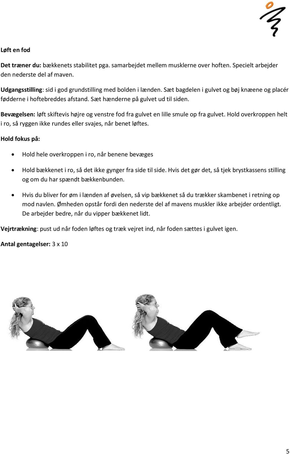 Mave- og rygtræningsøvelser - PDF Gratis download