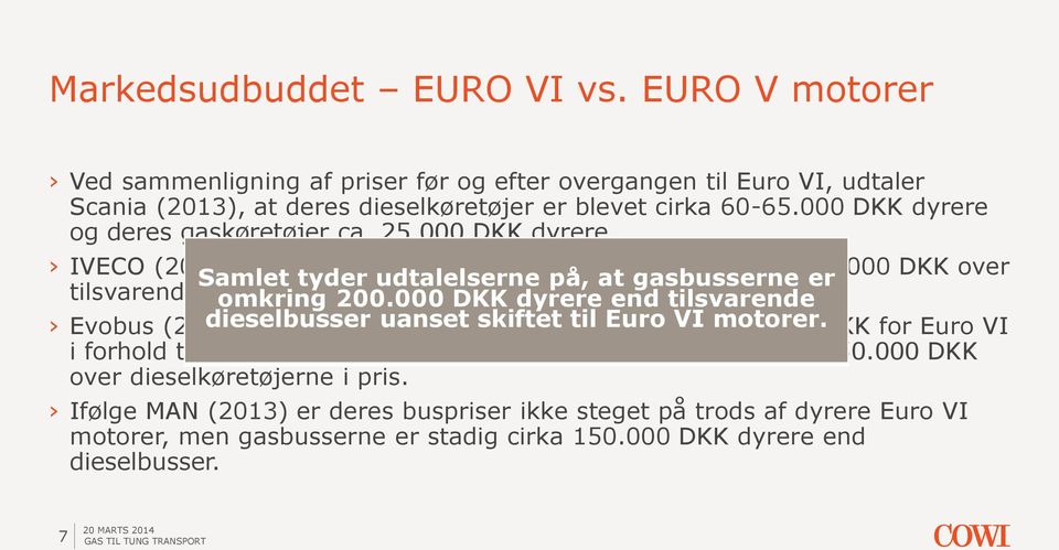 000 er DKK over tilsvarende dieselkøretøjer omkring 200.000 i pris. DKK dyrere end tilsvarende Evobus (2013) dieselbusser oplever en uanset generel skiftet prisstigning til Euro på cirka VI motorer.
