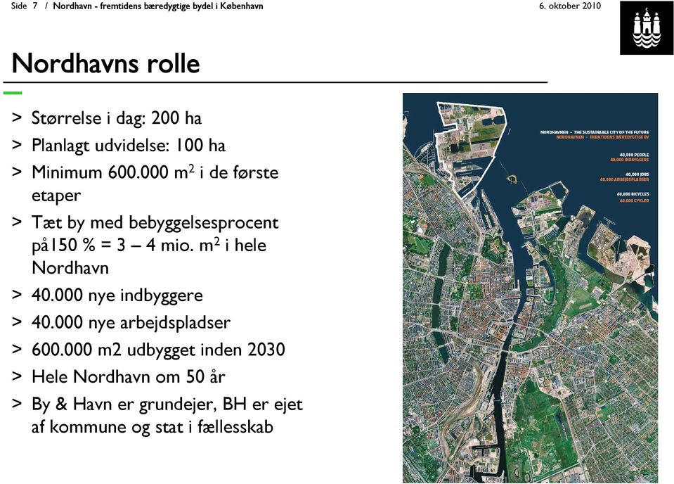 m 2 i hele Nordhavn > 40.000 nye indbyggere > 40.000 nye arbejdspladser > 600.