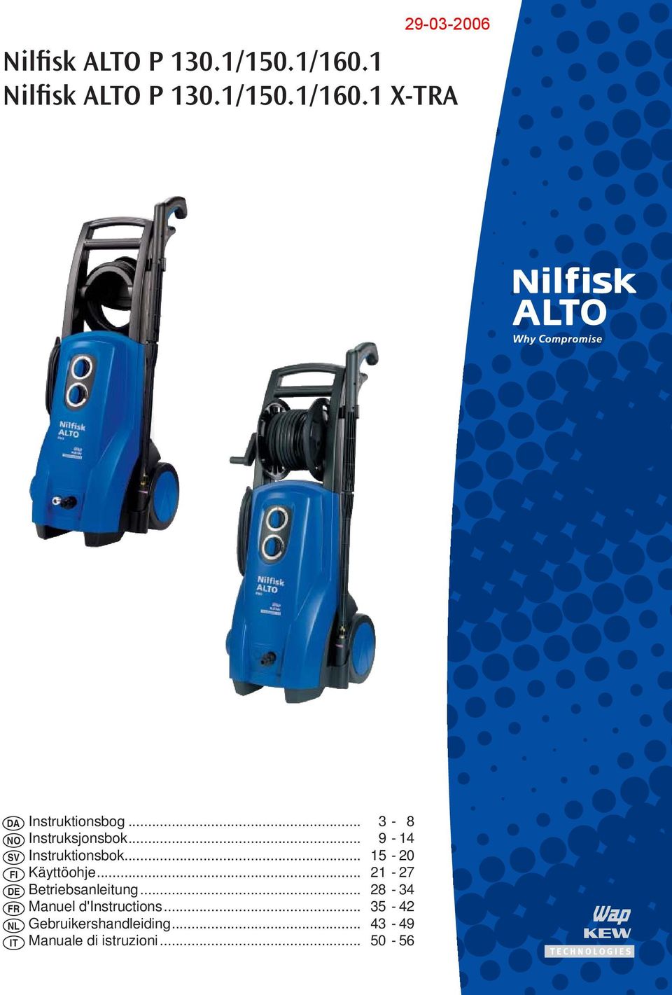 Nilfisk ALTO P 130.1/150.1/160.1 Nilfisk ALTO P 130.1/150.1/160.1 X-TRA -  PDF Free Download