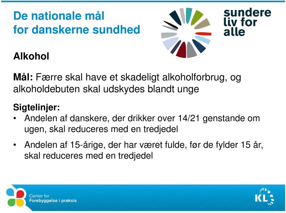 danskere, der drikker over 14/21 genstande om ugen, skal reduceres med en tredjedel