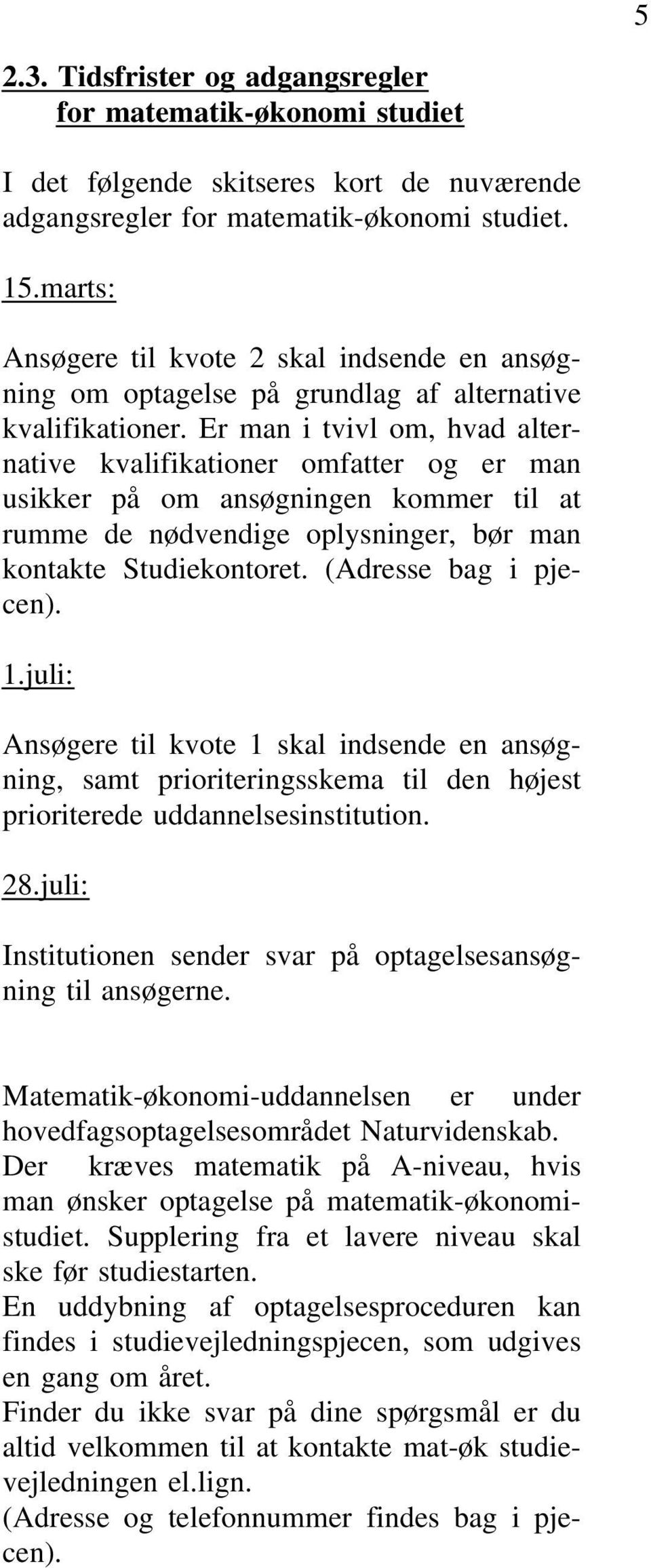 MATEMATIK-ØKONOMI STUDIET VED AARHUS UNIVERSITET - PDF Gratis download