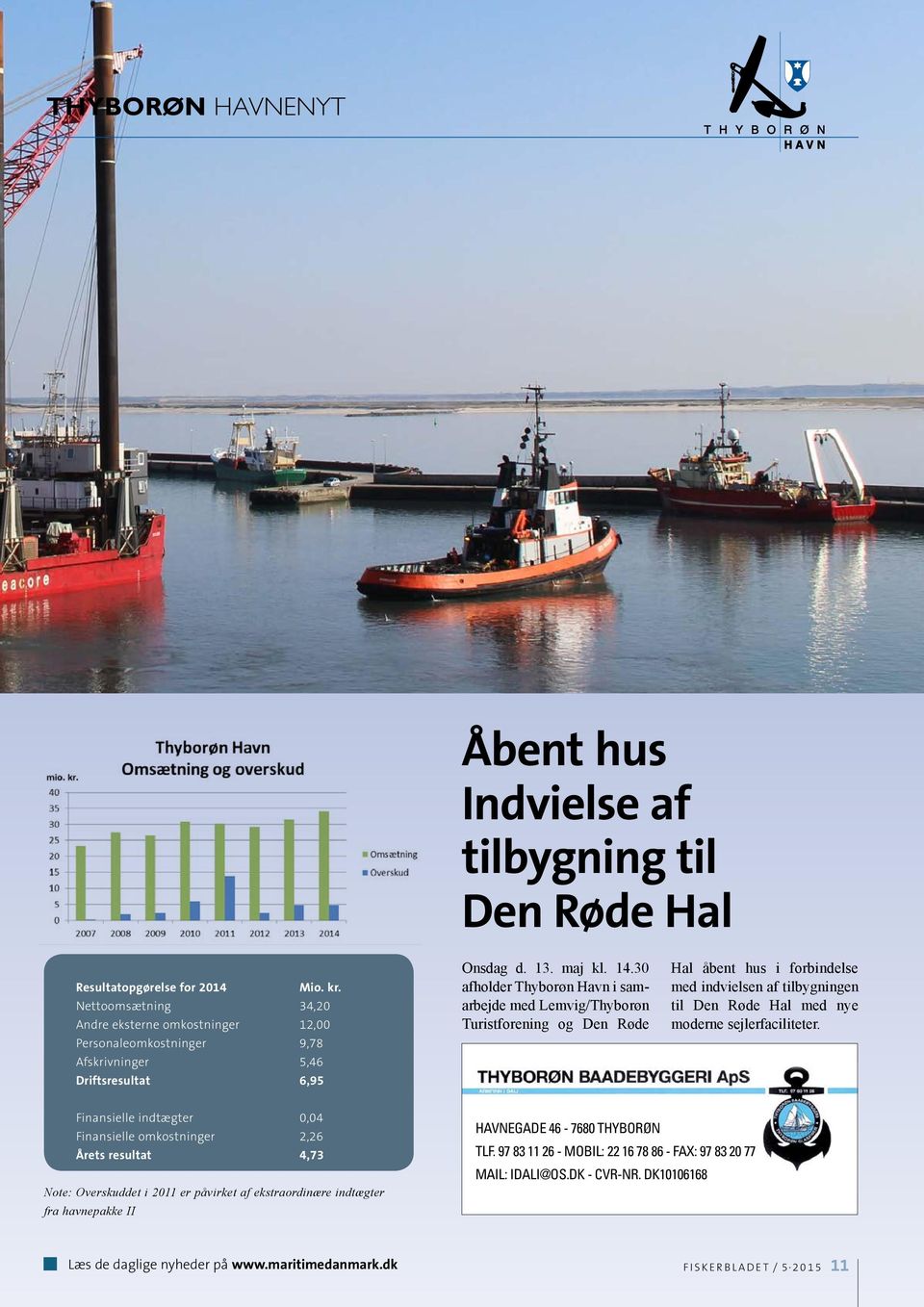 30 afholder Thyborøn Havn i samarbejde med Lemvig/Thyborøn Turistforening og Den Røde Hal åbent hus i forbindelse med indvielsen af tilbygningen til Den Røde Hal med nye moderne sejlerfaciliteter.